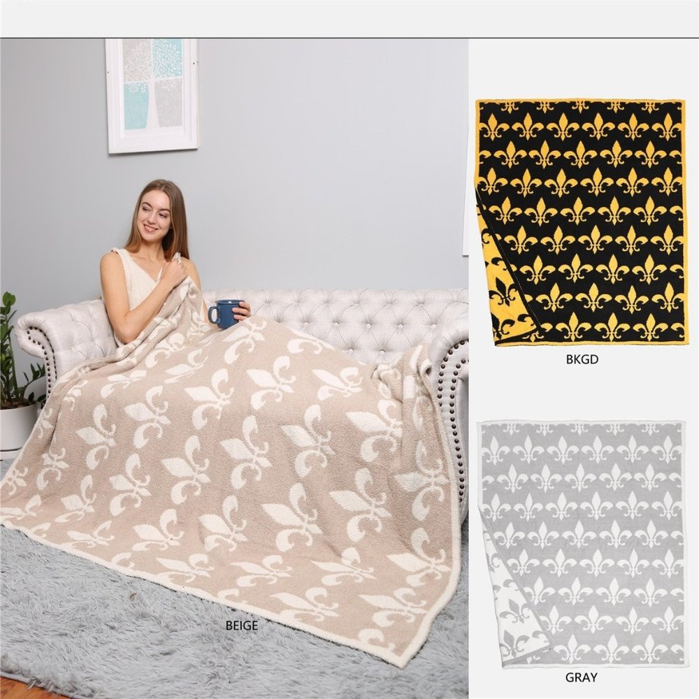 P/S Fleur de Lis pattern Luxury Soft Throw Blanket·50x60·Home Decor·ComfyLuxe